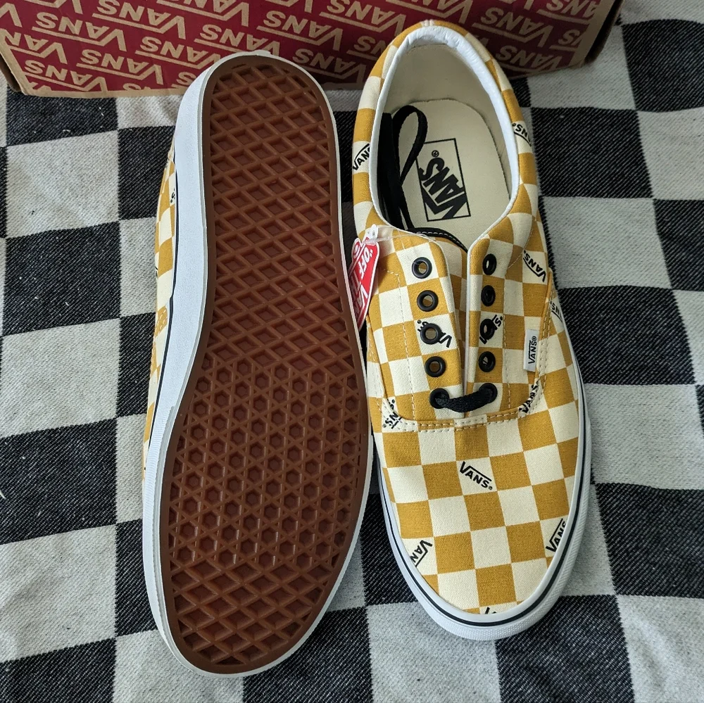 Vans Era Big Check Men 11.5 Yolk Yellow And White Classic 072026 - Picture 6 of 10